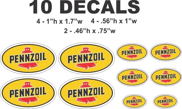 10 Pennzoil Decals - Great for your scale models