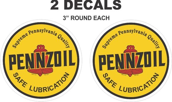 2 Vintage Style Pennzoil Round Deacls