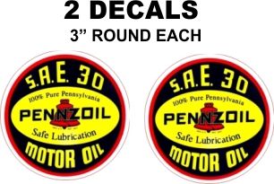 Pennzoil SAE 30 Motor Oil Decals