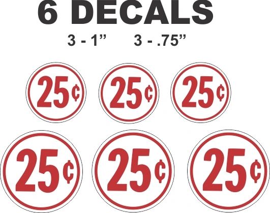 6 Round White Vending Decals 25 cent Gumball Machine and more