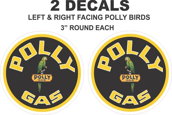 2 Polly Gasoline Decal with left and right facing Polly Birds