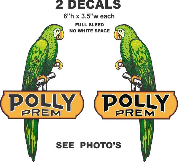 2 Polly Prem Left and Right Birds 6" Tall Each - Full Bleed )No White Space)