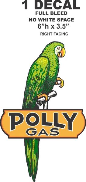 Polly Gas Gasoline Right Facing 6" Tall - Full Bleed - (no White Space)