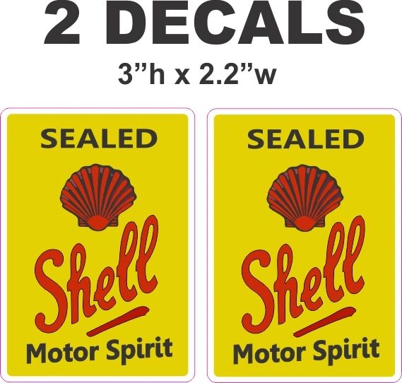 2 Sealed Shell Motor Spirit Oil Decals