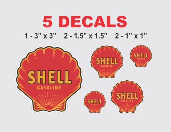 5 Vintage Style Shell Decals