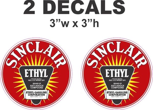 2 Sinclair Red Ethyl Decals