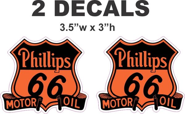 2 Vintage Style Phillips 66 Motor Oil Decals