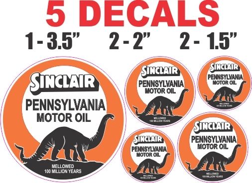 5 Sinclair Orange Pennsylvania Motor Oil - Sharp and Crisp decals.