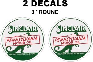 2 Vintage Style Sinclair Pennsylvania Motor Oil Dceals