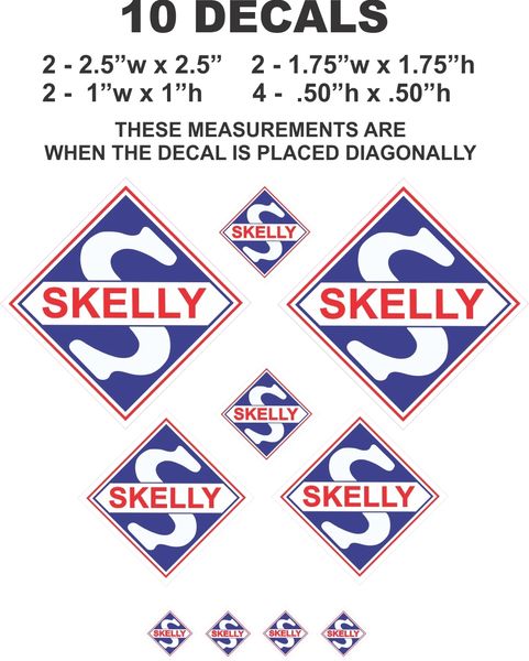 10 Skelly Decals - Great For Scale Models, Gas / Oil Cans / Diorama