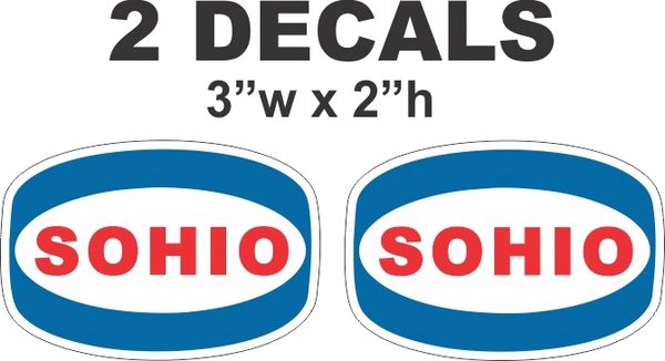 2 Vintage Style Sohio Gasoline Oil Decals