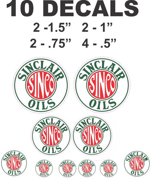 10 Sinclair Sinco Oil Decals