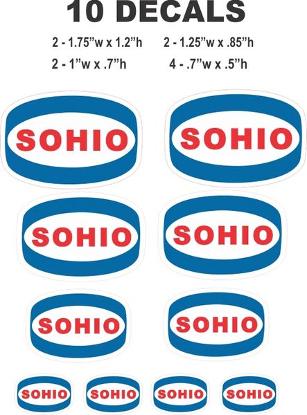 10 Blue Sohio Decals Great for Scale Model, Gas / Oil cans / Dioramas