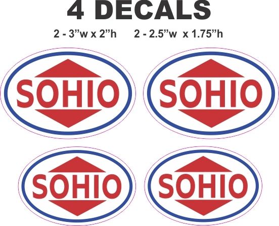 4 Red Sohio Oil Gasoline Decals