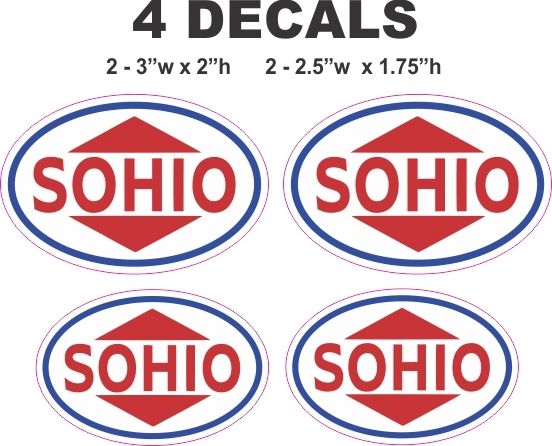 4 Red Sohio Oil Gasoline Decals