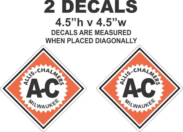 2 Allis Chalmers Decals - Very Nice - High Quality