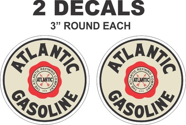 2 Vintage Style Atlantic Gasoline Decals