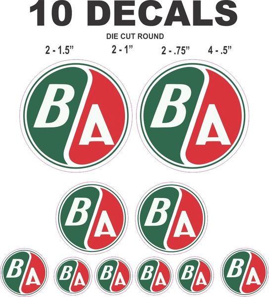 10 BA British American Decals - Great for Many Projects