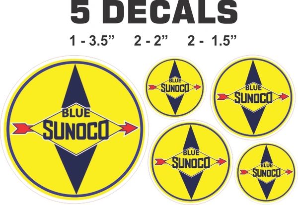 5 Decals Sunoco Blue