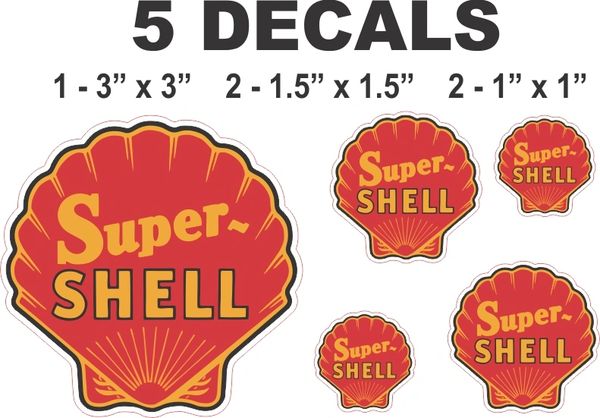 5 Red Super Shell Gasoline