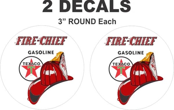 2 Round Texaco Fire Chief Decals