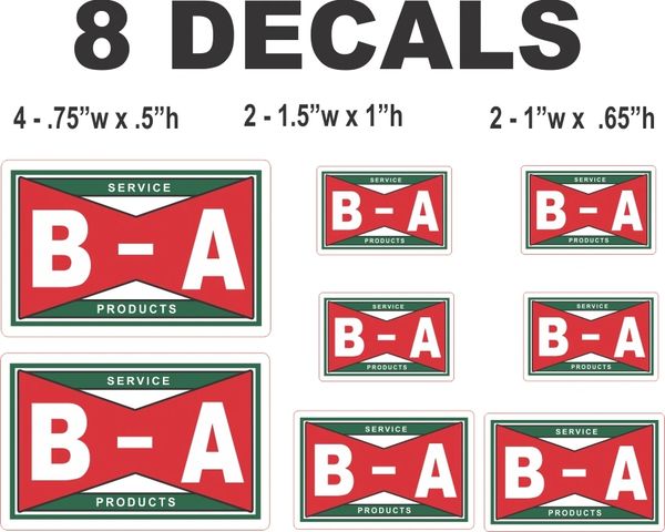 BA British American Gasoline Decals, Great for any project