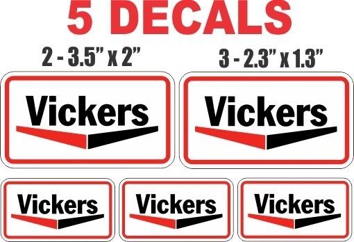 5 Vintage Style Vickers Gasoline Decals