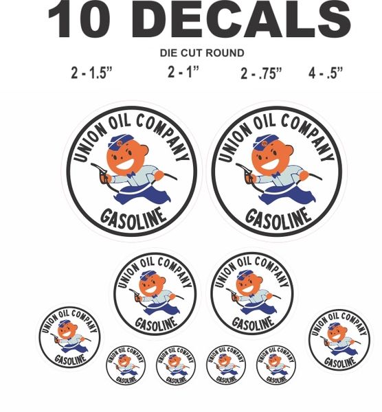 10 Vintage Style Union Oil Company Decals, Great For Gas / Oil cans, Scale Models, Dioramas and More