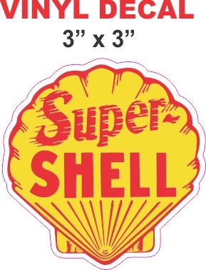 Yellow Vinatge Style Super Shell Decals