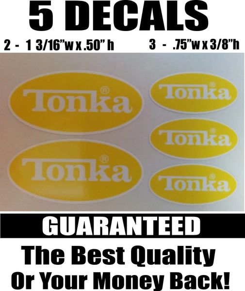5 Yellow and white Tonka Decals - Nice!!!