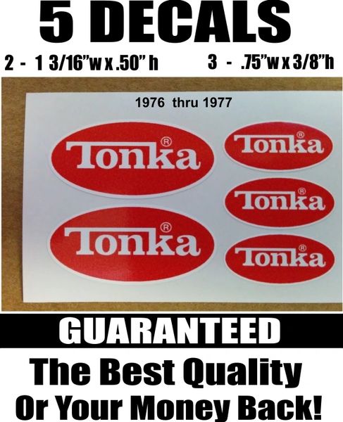 5 Red white Tonka Decals Used From 1976 and 1977