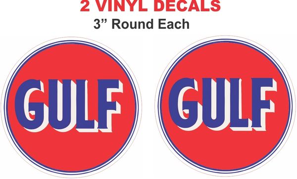 2 Round Vintage Style Gulf Decals