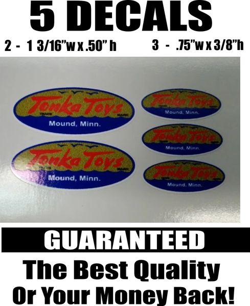 5 Tonka Toys Mound Minn. Gold Blue Decals - The Best!