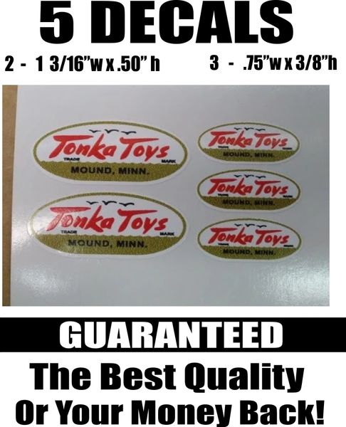 5 Tonka Toys White Gold Mound Minn. Flat Bottom Decals