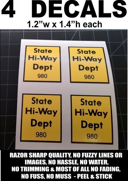 4 Tonka State Hi-Way Dept. 980 Decals - Awesome!