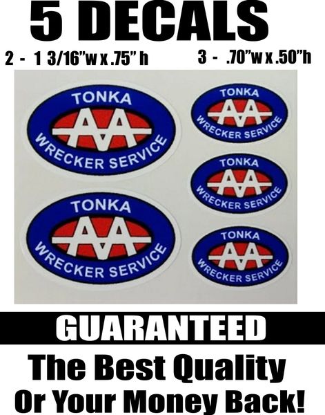 5 Tonka Wrecker Service Decals Blue Red - Nice