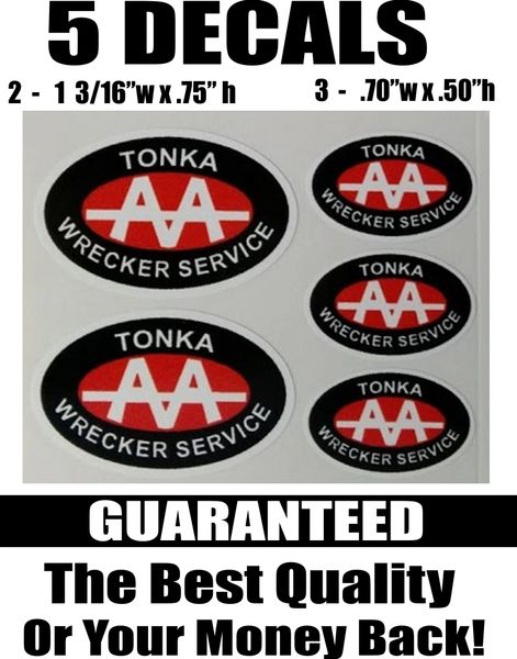 5 Tonka Wrecker Service Decals Black and Red - Only the Best