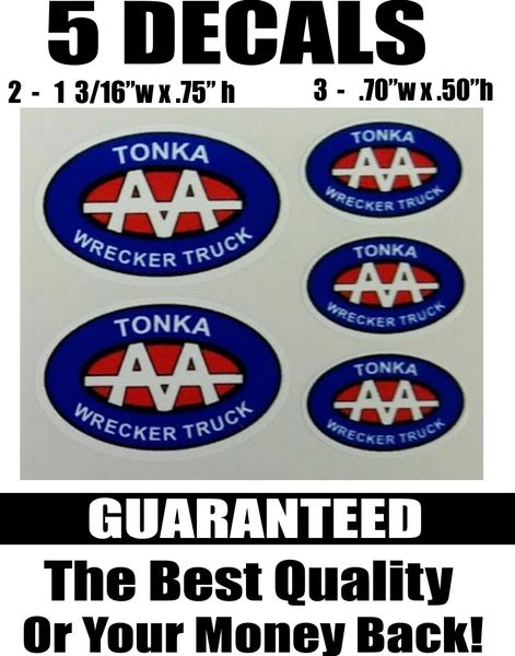 5 Tonka Wrecker Truck Decals - Extremely Nice like the rest of my Decals!!