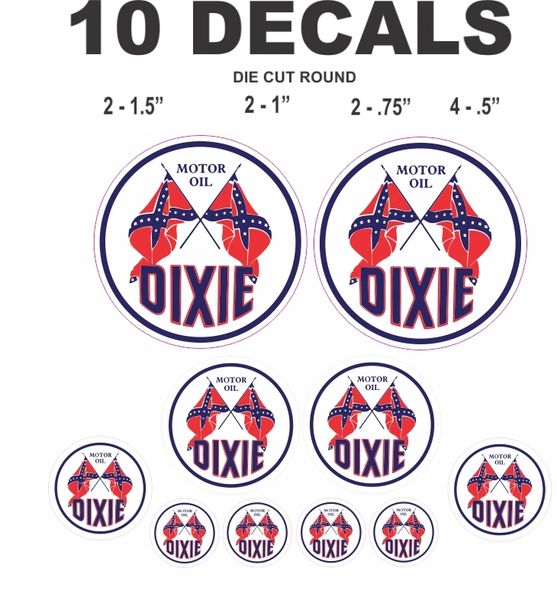 10 Dixie Motor Oil Decals, great for scale models dioramas and more