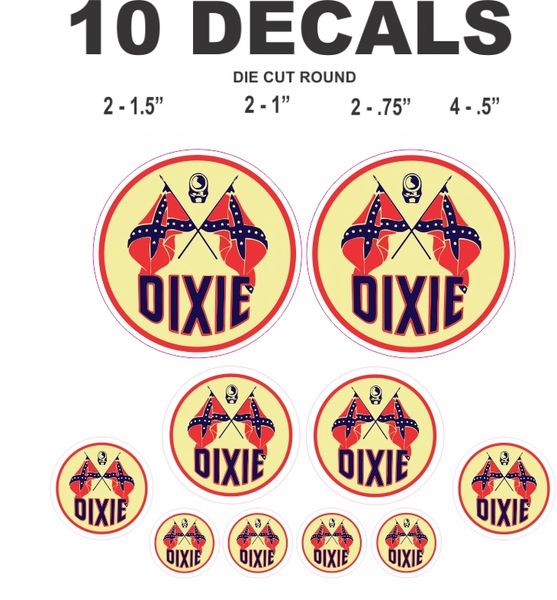 10 Dixie Gasoline Decals, Great for all your scale projects including Dioramas