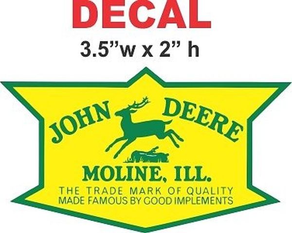 1 Vintage John Deere Moline Ill. Decal - Full Bleed ( No White Space ) Nice!!!