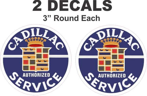 2 Vintage Style Cadillac Authorized Service Decals - Noce!