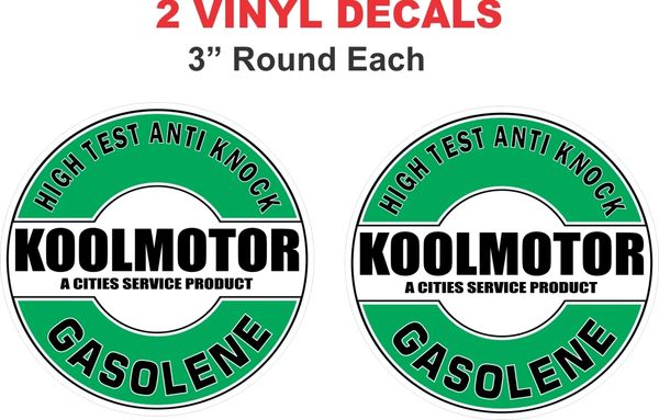 2 Cities Service KoolMotor Gasoline Gasolene Decals - Nice!