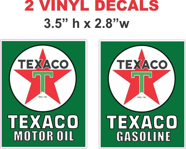 2 Texaco Green Motor Oil and Gasoline Decals - 1 of Each...Nice