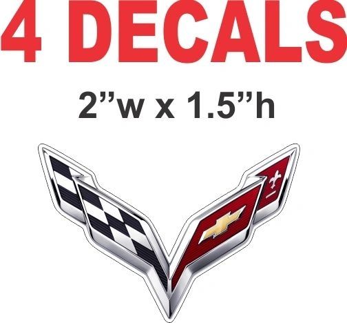 4 Chevrolet C7 Corvette Stingray Decals - Die cut Perfect! Great for rims and more.