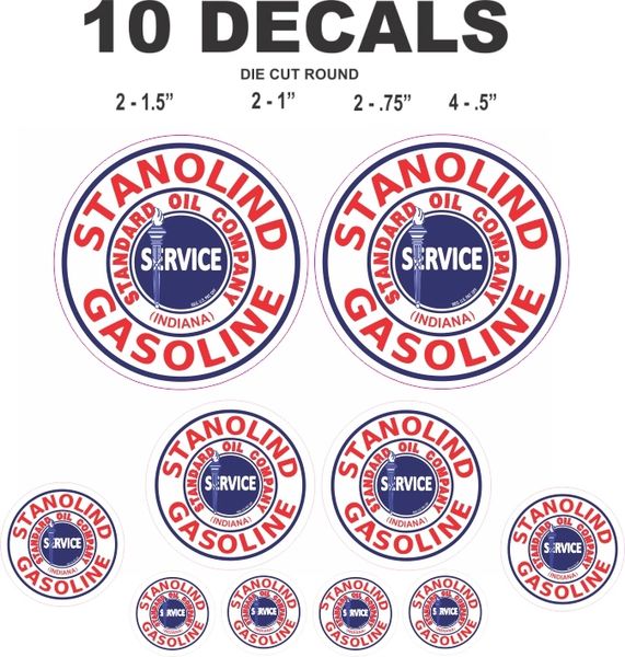 10 Stanolind Gasoline, Standard Oil Company Decals - Great For Scale models, Gas & Oil Cans, Diorama and more