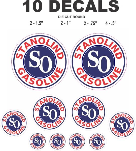 10 Stanolind Gasoline SO Standard Oil Company Decals - Great For Any Project