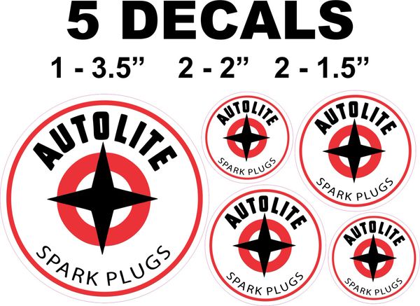 5 Autolite Spark Decals Set