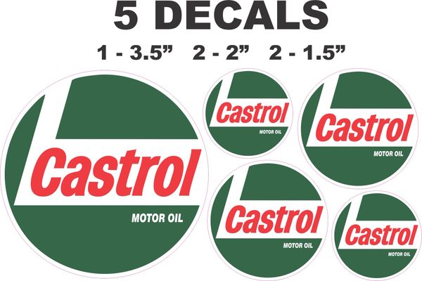 5 Castrol Racing Motor Oil Decals