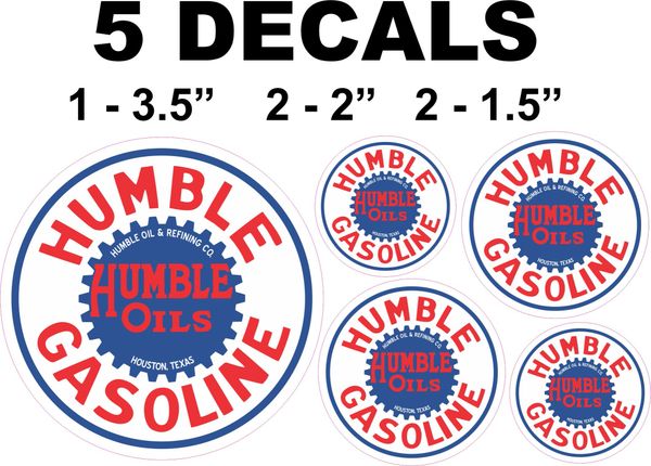 5 Humble Gasoline Decals - Nice